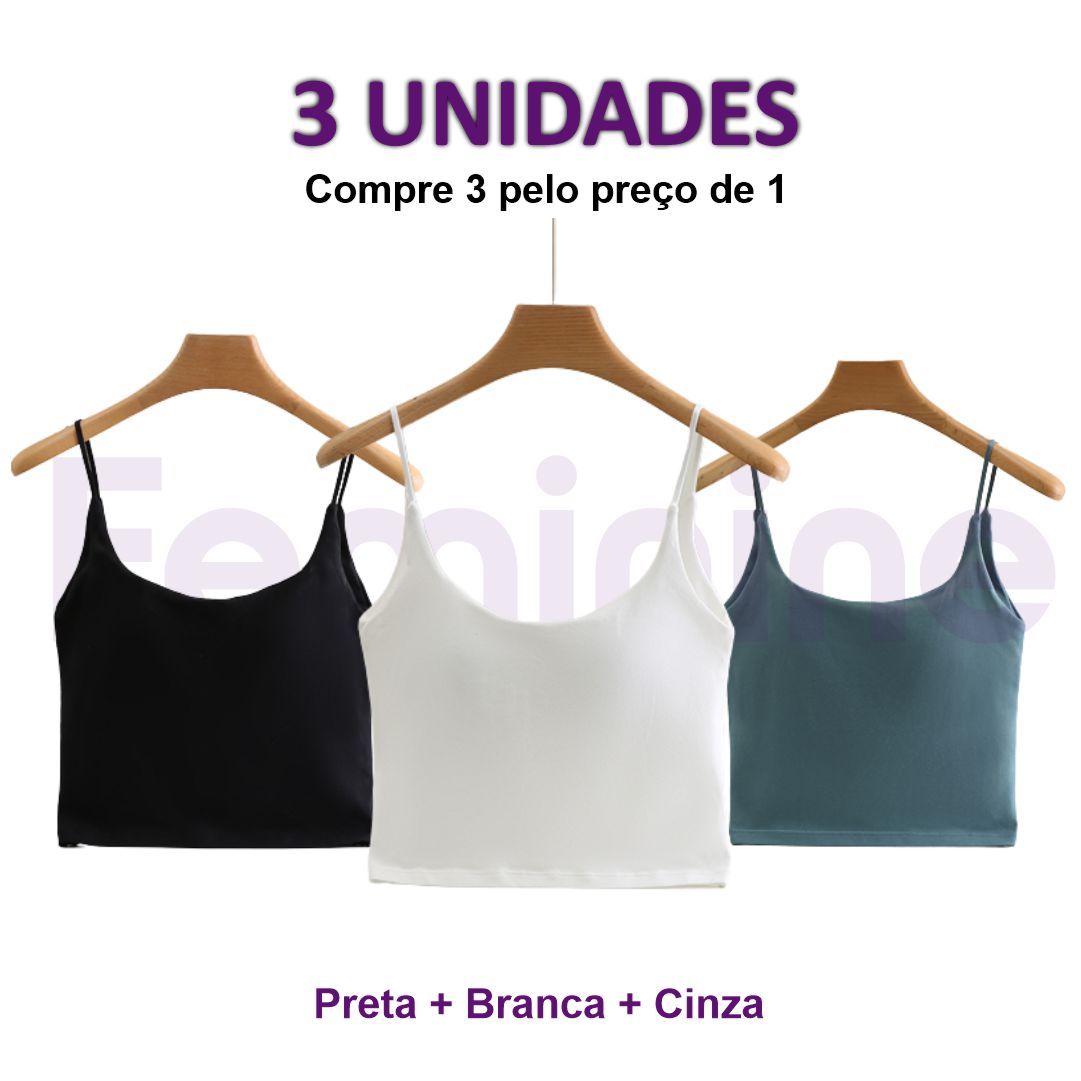 CROPPED COM SUTIÃ EMBUTIDO® (KIT COM 3 PEÇAS)