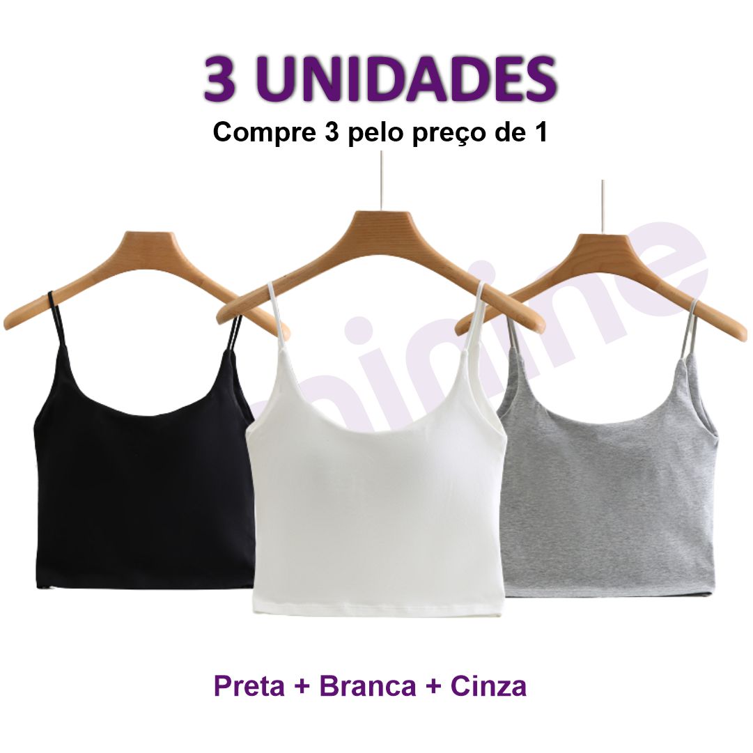CROPPED COM SUTIÃ EMBUTIDO® (KIT COM 3 PEÇAS)
