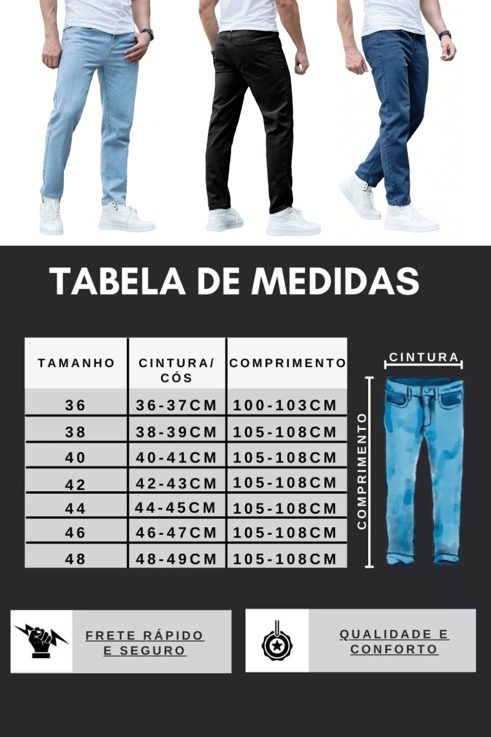 Kit com 3 Calças Jeans Masculina Premium Skinny