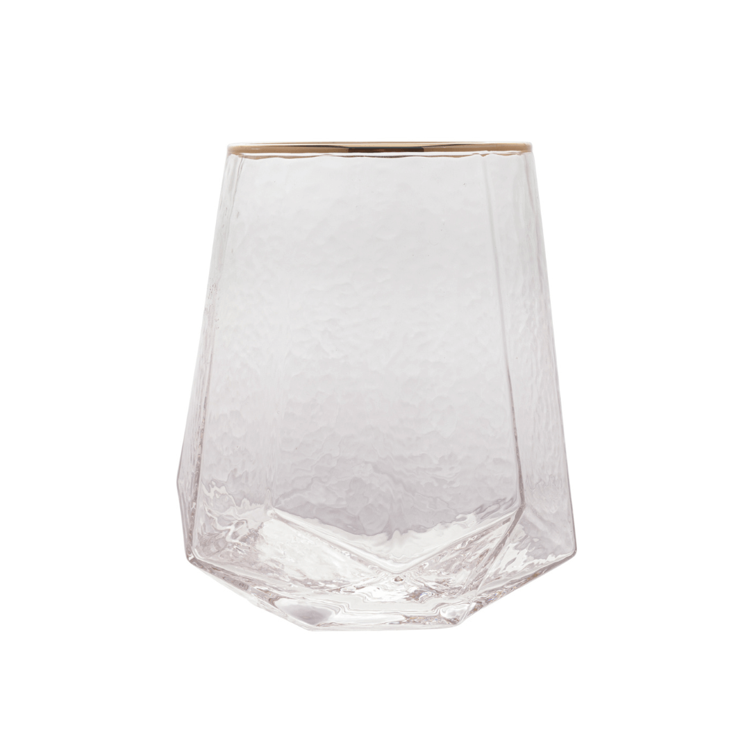 Jogo 2 Copos Baixos Whisky em Cristal com Borda Dourada 550ml