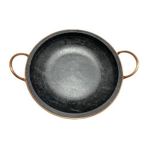 Frigideira Paella de Pedra Sabão 28 Cm Com Tampa