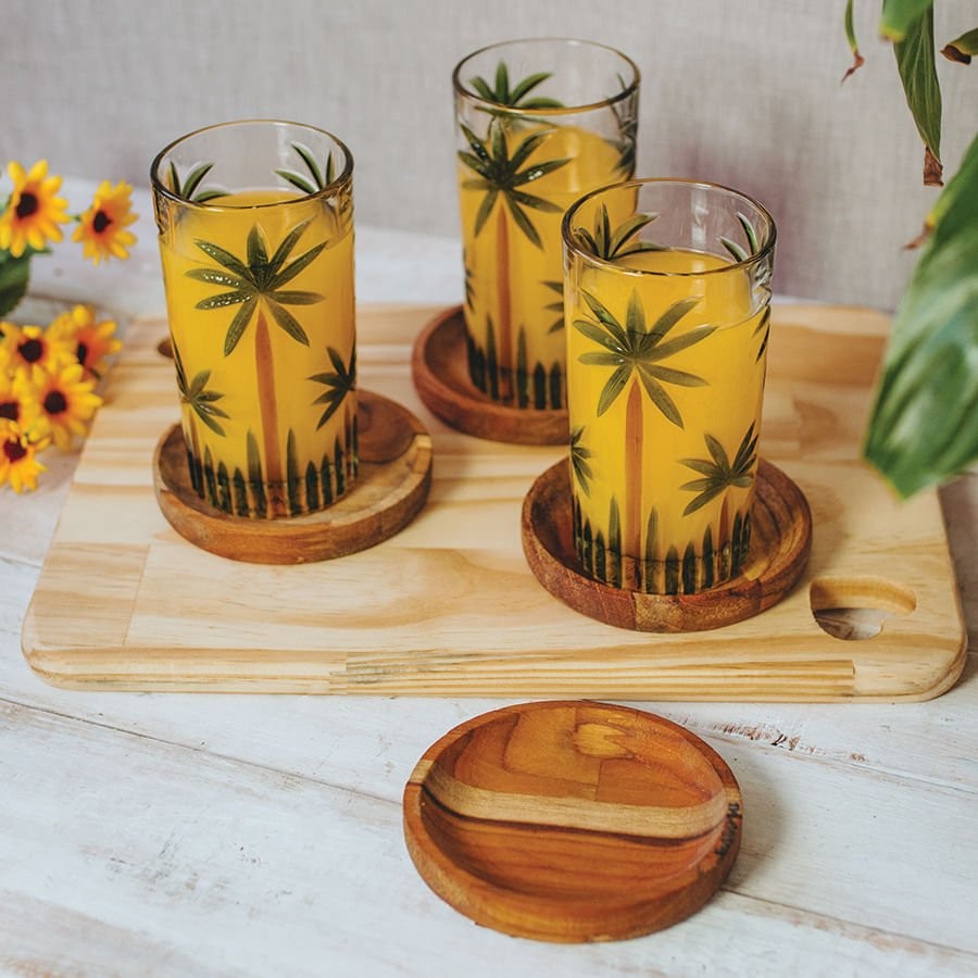 Jogo 6 Copos Altos em Cristal Palm Tree 360ml